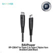 Picture of Ravpower Tough Nylon Yarn Braided Cable USB-C to USB-C 1M - Black