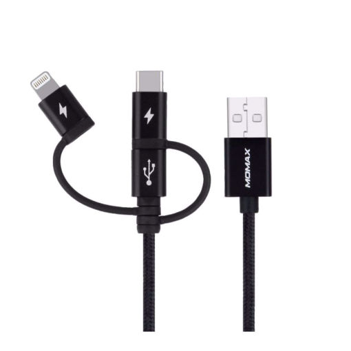 Picture of Momax  OneLink 3in1 USB-A to Micro/Lightning/Type-C 30CM - Black