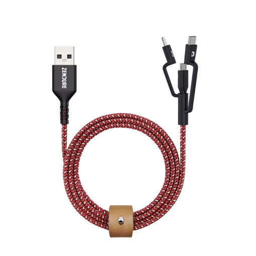Picture of Zendure SuperCord 3 in 1 Cable Lightning + Micro + USB-C 1M - Red