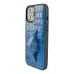 Picture of Gold Black Leather Case with Finger Holder for iPhone 12 Pro Max - Croco Blue