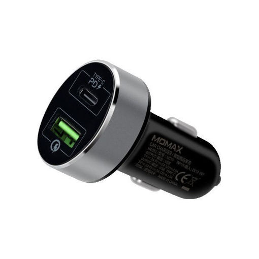 Picture of Momax Dual-Port USB 38W with PD 20W Fast Car Charger - Black