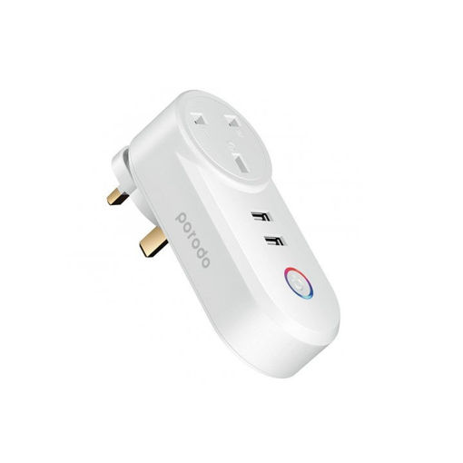 Picture of Porodo Lifestyle Dual USB-Port Smart Wi-Fi Plug UK - White