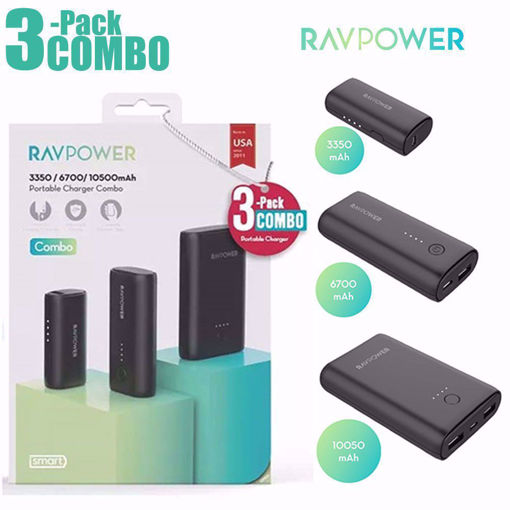 Picture of Ravpower Power Bank Combo 3-Pack Portable Charge 3350Mah+6700Mah+10050mAh - Black