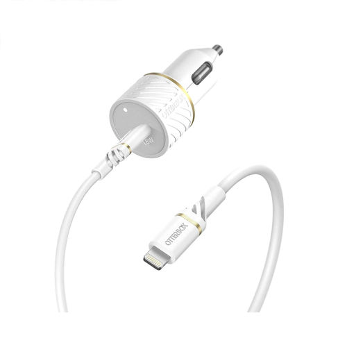 Picture of OtterBox Car Charger Bundle USB-C 18W PD + USB-C to Lightning Cable 1M - White