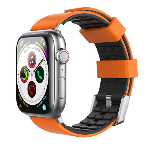 Picture of Ahastyle Premium Silicone Bands for Apple Watch Duotone Design 45/44/42mm - Orange/Black