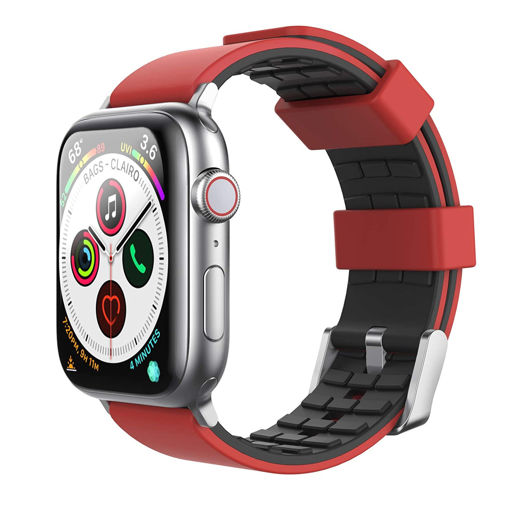 Picture of Ahastyle Premium Silicone Bands for Apple Watch Duotone Design 42/44/45/49mm - Dark Red/Black