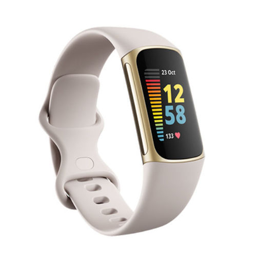 Picture of Fitbit Charge 5 Fitness/Health Tracker - Lunar White/Soft Gold Stainless Steel
