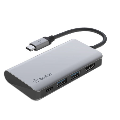 Picture of Belkin USB-C 4 in1 Multiport Hub USB-C 100W & 2X USB-A (5Gbps) HDMI - Gray