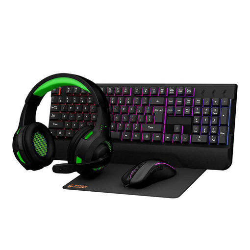 Picture of Porodo 4 in 1 Gaming Starter Kit (Keyboard, Headphone, Mouse, Mouse,Pad) - Black
