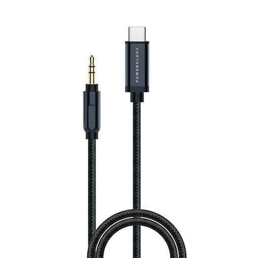 Picture of Powerology Aluminum Braided USB-C to 3.5mm AUX Cable 1.2m - Gray