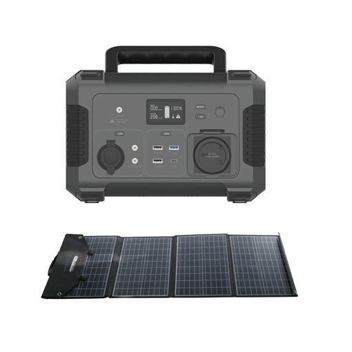 Picture of Powerology Bundle Portable Power Generator 78000mAh with Foldable Solar Panel - Black