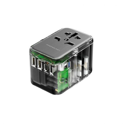 Picture of Powerology Universal Multi-Port Travel Adapter PD 65W 3X Type-C - Transparent/Gray