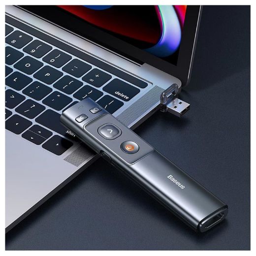 Picture of Baseus Orange Dot Wireless Presenter Red Laser - Dark Gray