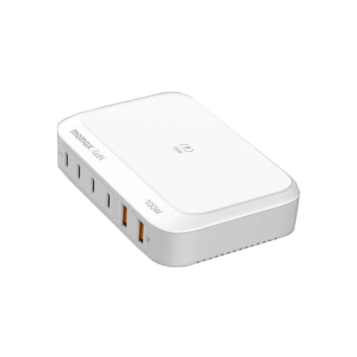 Picture of Momax Q.PLUG Box 100W 6-Port GaN with Wireless Charging 2M Power Cable - White