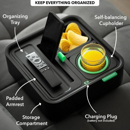 Picture of CouchConsole Cup Holder with Phone Stand Tray - Dark Green