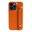 Picture of Gold Black Slim Leather Case with Finger Strap Croco for iPhone 14 Pro Max - Orange