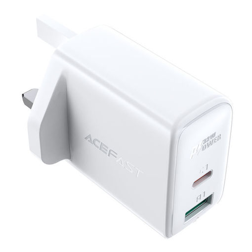 Picture of AceFast PD 32W Dual Port USB-C+USB-A Power Adapter - White