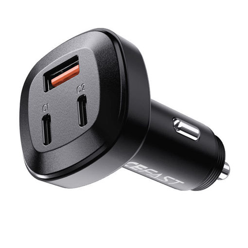 Picture of AceFast 66W 3 Ports  2 USB-C/USB-A Metal Car Charger - Black