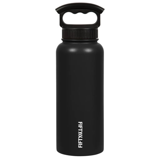 Picture of Fifty Fifty Wide Mouth Vacuum Insulated Bottle 1L 3 Finger Lid - Black
