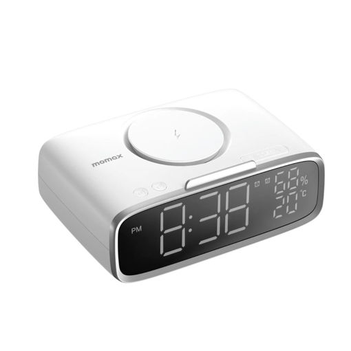 Picture of Momax Q.Clock 5 Digital Clock with Wireless Charger - White