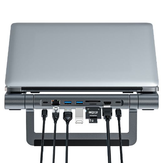 Picture of AceFast Multi-Function Stand HUB for Laptop - Gray