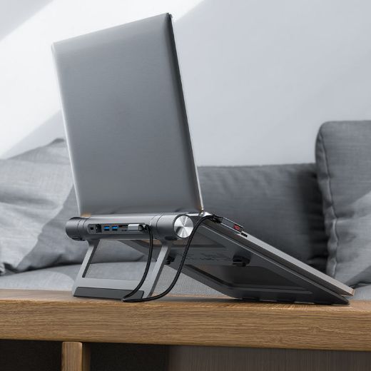 Picture of AceFast Multi-Function Stand HUB for Laptop - Gray