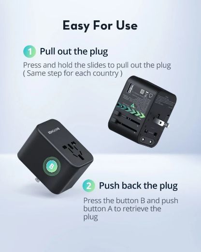 Picture of Ravpower GaN PD 65W Travel Adapter 3 Ports with 100W C to C Cable - Black