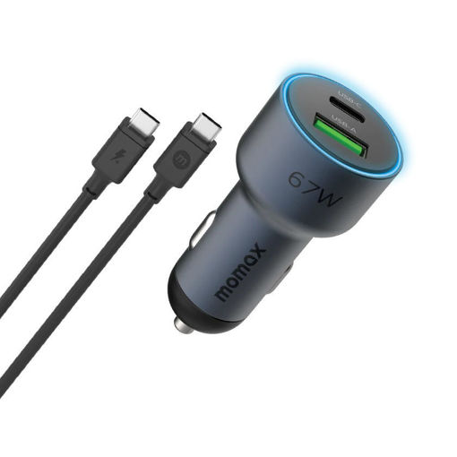 Picture of Momax MoVe 67W Dual Port Car Charger with Charging Cable - Space Grey
