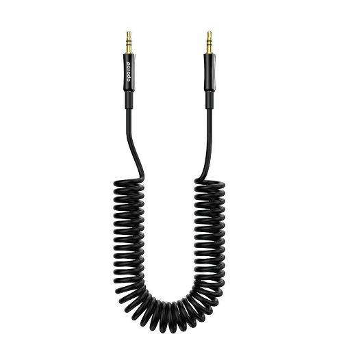 Picture of Porodo 3.5mm AUX Coiled Audio Cable Convenient Tangle-Free Design 1.2m/4ft - Black