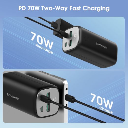 Picture of Ravpower Pro 20000mAh GaN PD70W 4-Port Portable Charger - Black