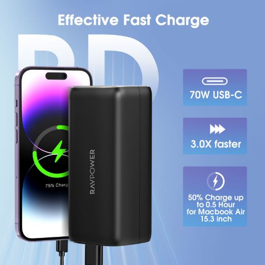 Picture of Ravpower Pro 20000mAh GaN PD70W 4-Port Portable Charger - Black