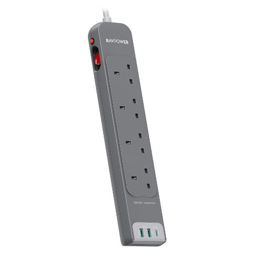 Picture of Ravpower 4 Outlet Power Strip UK Vsn 3M with USB Port - Gray 