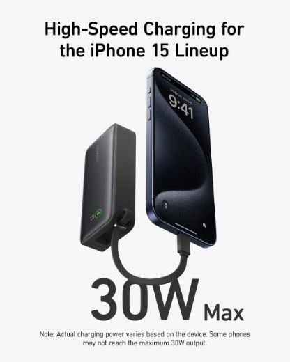 Picture of Anker Nano Power Bank (30W, Built-In USB-C Cable) 10000 PD - Black