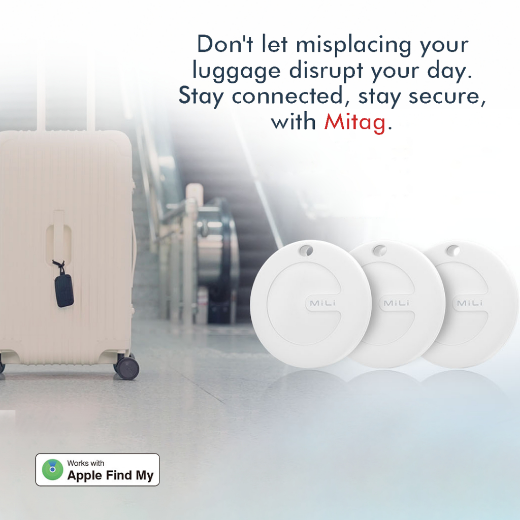 Picture of MiLi MiTag Plus Bluetooth Item Finder With Luggage Tag Works with apple Find My - Black
