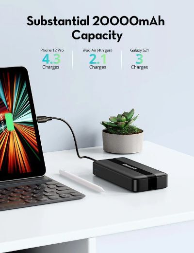 Picture of Ravpower 20000mAh PD Pioneer 20W 3-Ports Power Bank - Black