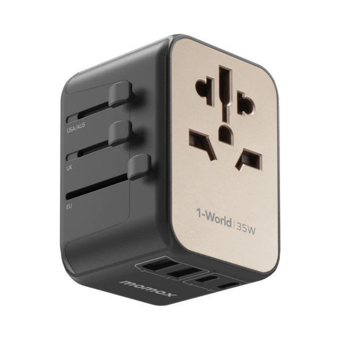 Picture of Momax 1-World PD 35W 5 Ports  + AC Travel Adaptor - Titanium