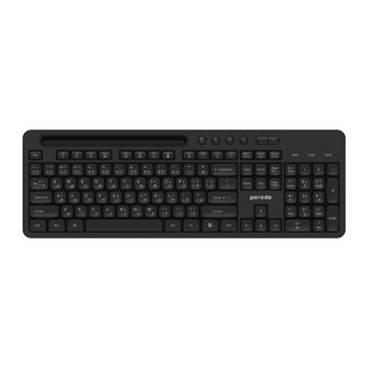 Picture of Porodo Dual Mode Wireless Keyboard Mouse Set With Mobile Phone Stand - Black