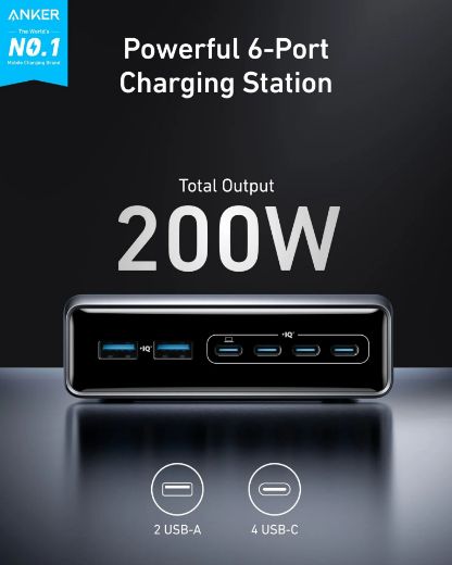 Picture of Anker Prime Charger 200W 6 Ports GaN - Silver