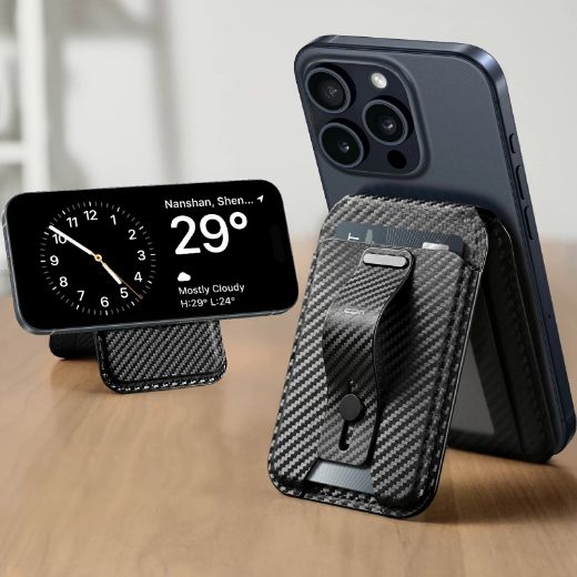 Picture of ESR Magsafe Grip Wallet Stand - Black Carbon