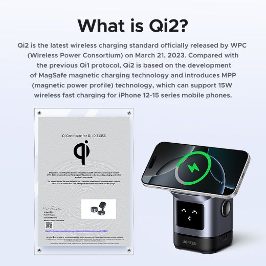 Picture of Ugreen 2in1 Magnetic Wireless Charger 20W - Gray
