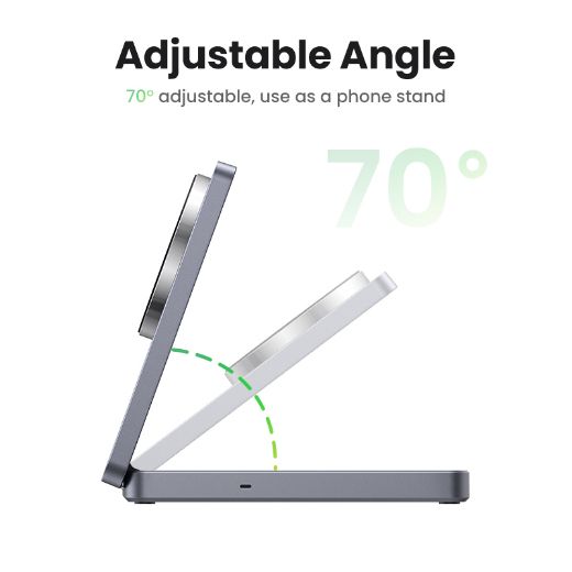 Picture of Ugreen Foldable 2in1 Magnetic Wireless Charger 20W - Gray