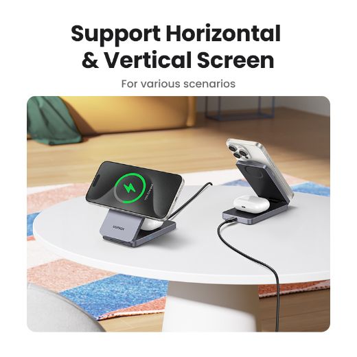 Picture of Ugreen Foldable 2in1 Magnetic Wireless Charger 20W - Gray