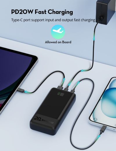 Picture of Ravpower 20000mAh PD Pioneer 20W 3-Ports Portable Power Bank - Black
