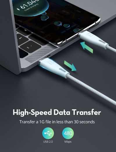 Picture of Ravpower USB-C to USB-C Cable Charging Cable 60W 1.2M - Light Blue