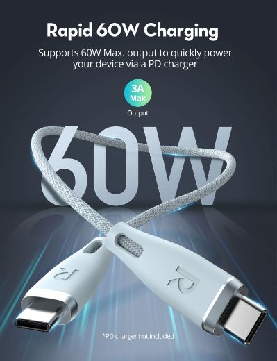 Picture of Ravpower USB-C to USB-C Cable Charging Cable 60W 1.2M - Light Blue