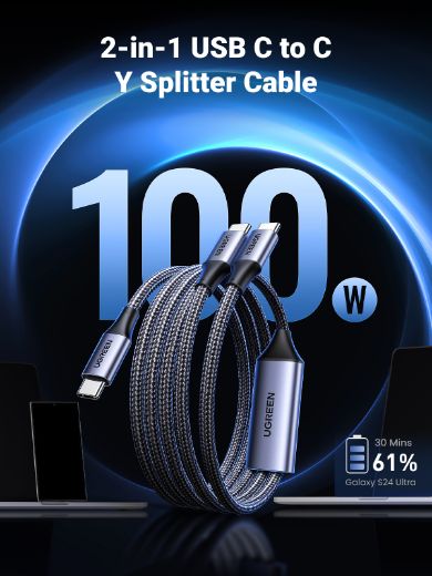 Picture of Ugreen 2-in-1 Universal PD Fast Charging Cable 100W - Gray