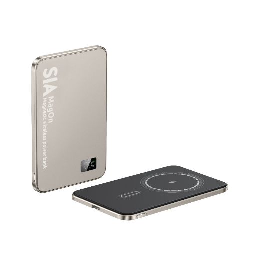 Picture of SIA Mag On 5000mAh PD20W Magnetic Wireless Charging 15W Power Bank - Natural Titanume