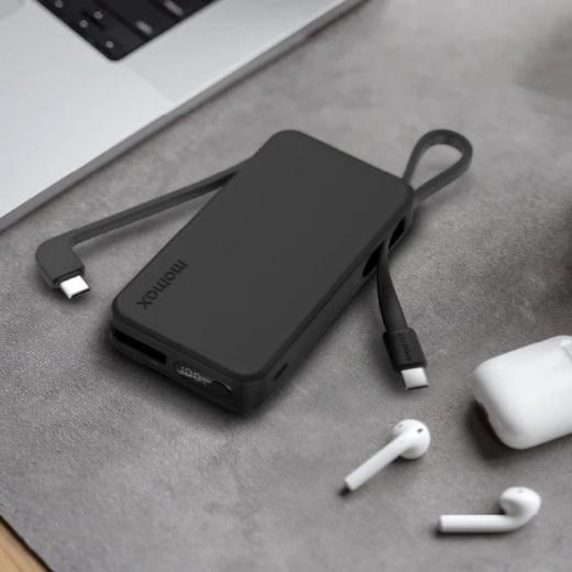 Picture of Momax 1-Power Vital Power Bank 10000mAh With 2 Built In USB-C Cables - Black