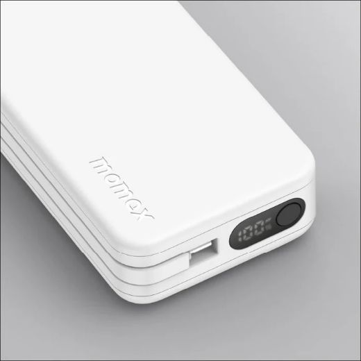 Picture of Momax 1-Power Vital Power Bank 10000mAh With Built In USB-C & Lightning Cable - White