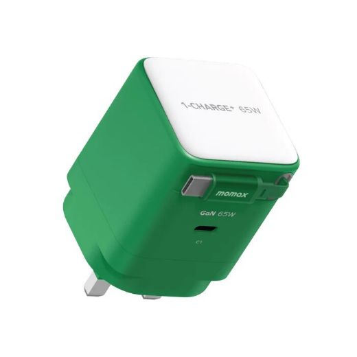 Picture of Momax 1-Charge+ 1 Port GaN 65W Charger with Retractable USB-C Cable - Green